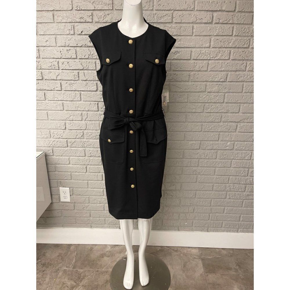 Kasper Sleeveless Button Down Dress Size 8 NWT